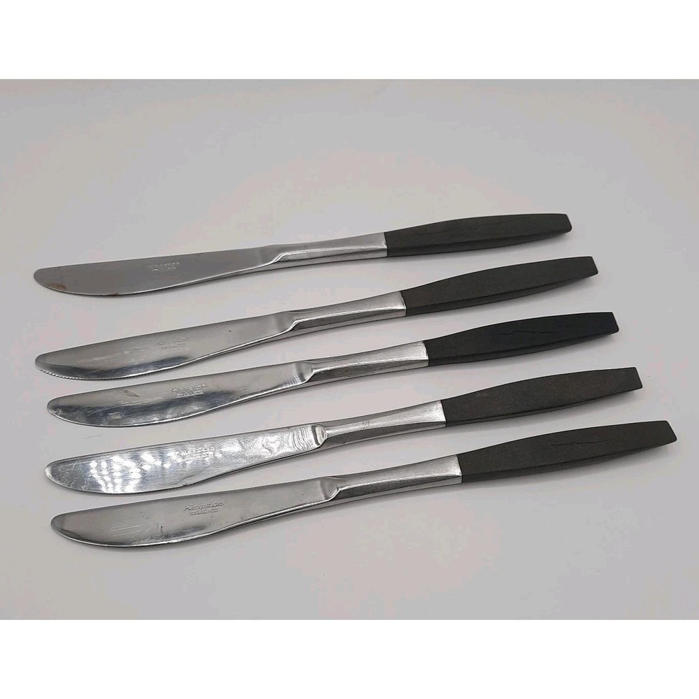Kingston Stainless Japan 5 Piece Dinner Knife MCM Black Handle 9"